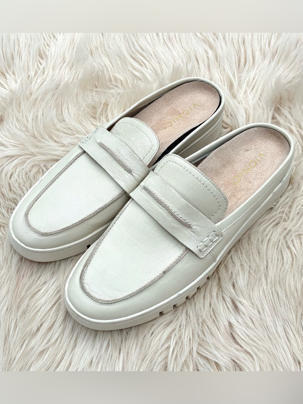 Vionic Chantelle Tan Leather Mule Sz 10